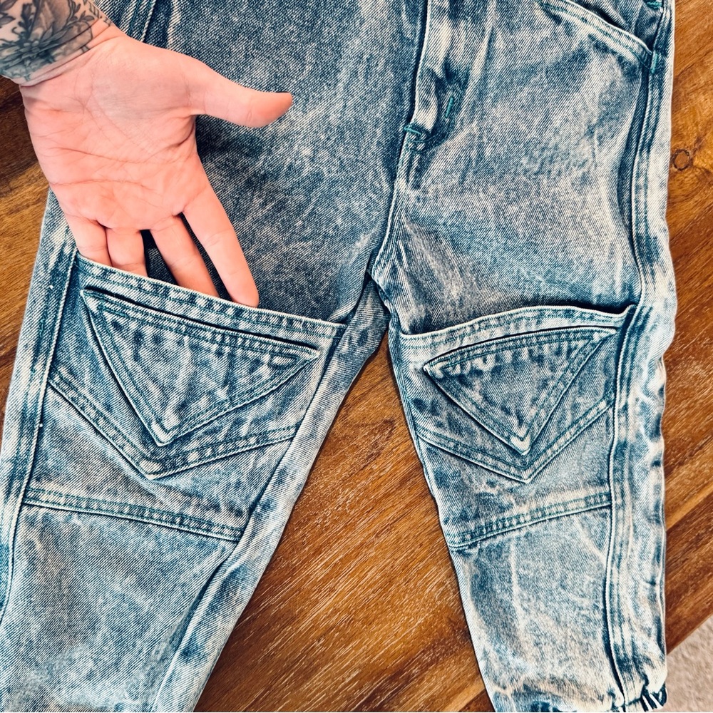 Vintage Hush Puppies 80s 90s acid wash denim jogger overalls size 3t - Picture 3 of 12